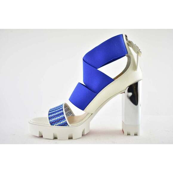 Christian Louboutin Patrouiagoma 100 Blue Strap Sandal Block Heel Pump 40.5 - Picture 8 of 12